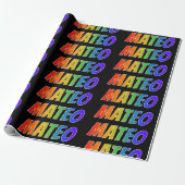 Rainbow Vorname "MATEO"; Fun & Colorful Geschenkpapier (Ungerollt)