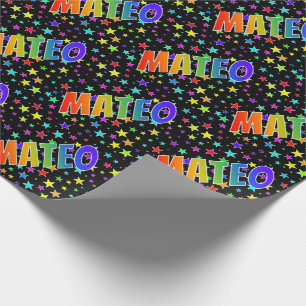 Rainbow Vorname "MATEO" + Sterne Geschenkpapier