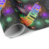 Rainbow Vorname "MATTHEW" + Feuerwerk Geschenkpapier (Rolleneckpunkt)