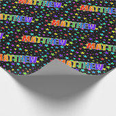 Rainbow Vorname "MATTHEW" + Sterne Geschenkpapier (Ecke)