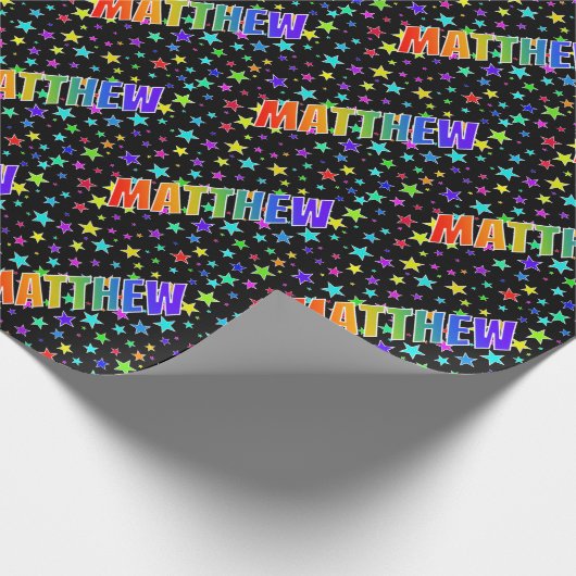 Rainbow Vorname "MATTHEW" + Sterne Geschenkpapier (Ecke)