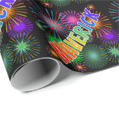 Rainbow Vorname "MAVERICK" + Feuerwerk Geschenkpapier (Rolleneckpunkt)