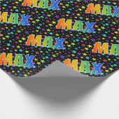 Rainbow Vorname "MAX" + Sterne Geschenkpapier (Ecke)