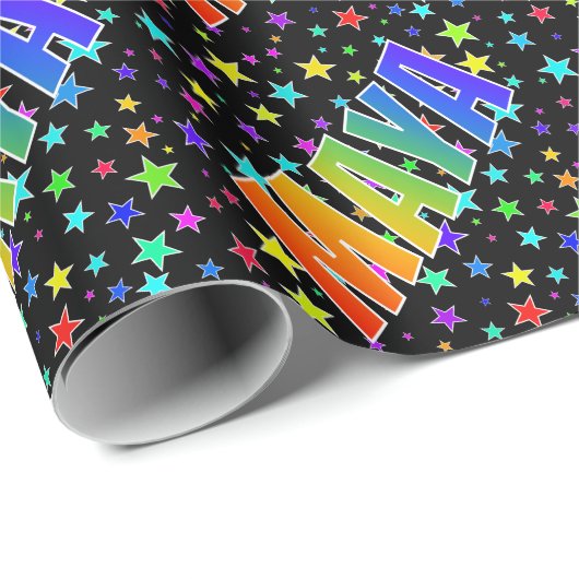 Rainbow Vorname "MAYA" + Sterne Geschenkpapier (Rolleneckpunkt)