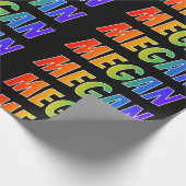 Rainbow Vorname "MEGAN"; Fun & Colorful Geschenkpapier (Ecke)