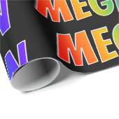 Rainbow Vorname "MEGAN"; Fun & Colorful Geschenkpapier (Rolleneckpunkt)