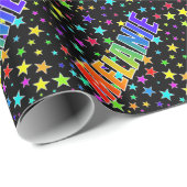 Rainbow Vorname "MELANIE" + Sterne Geschenkpapier (Rolleneckpunkt)