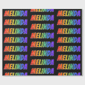 Rainbow Vorname "MELINDA"; Fun & Colorful Geschenkpapier (Flach)