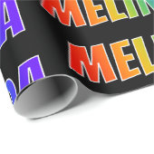 Rainbow Vorname "MELINDA"; Fun & Colorful Geschenkpapier (Rolleneckpunkt)