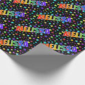 Rainbow Vorname "MELISSA" + Sterne Geschenkpapier (Ecke)