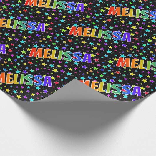 Rainbow Vorname "MELISSA" + Sterne Geschenkpapier (Ecke)