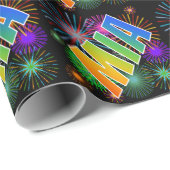 Rainbow Vorname "MIA" + Feuerwerk Geschenkpapier (Rolleneckpunkt)