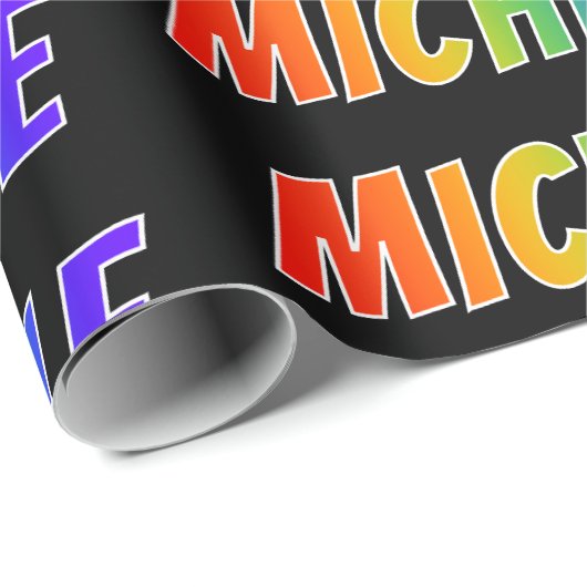 Rainbow Vorname "MICHELE"; Fun & Colorful Geschenkpapier (Rolleneckpunkt)