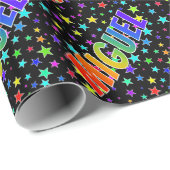 Rainbow Vorname "MIGUEL" + Sterne Geschenkpapier (Rolleneckpunkt)