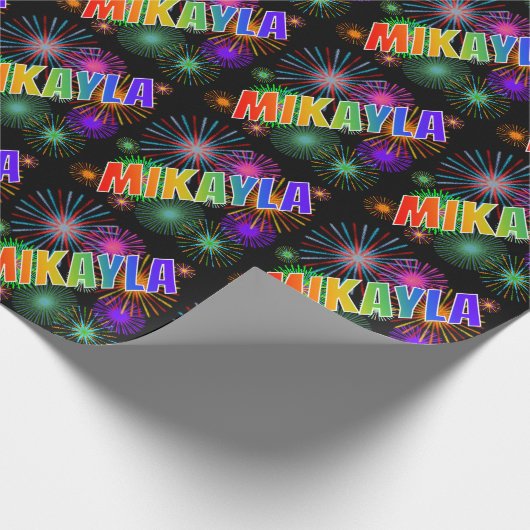 Rainbow Vorname "MIKAYLA" + Feuerwerk Geschenkpapier (Ecke)