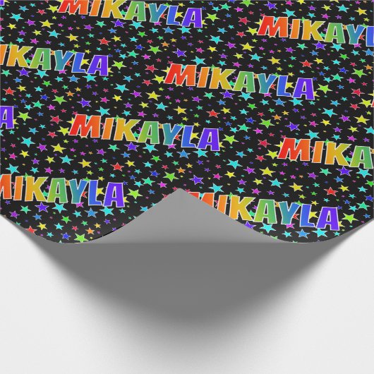 Rainbow Vorname "MIKAYLA" + Sterne Geschenkpapier (Ecke)