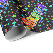 Rainbow Vorname "MIKAYLA" + Sterne Geschenkpapier (Rolleneckpunkt)