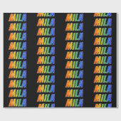 Rainbow Vorname "MILA"; Fun & Colorful Geschenkpapier (Flach)