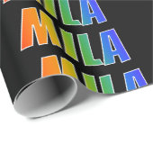 Rainbow Vorname "MILA"; Fun & Colorful Geschenkpapier (Rolleneckpunkt)