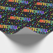 Rainbow Vorname "MITCHELL" + Sterne Geschenkpapier (Ecke)