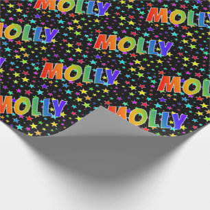 Rainbow Vorname "MOLLY" + Sterne Geschenkpapier