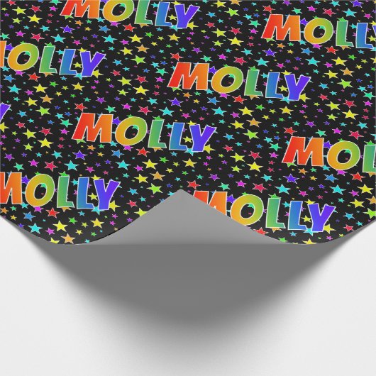 Rainbow Vorname "MOLLY" + Sterne Geschenkpapier (Ecke)