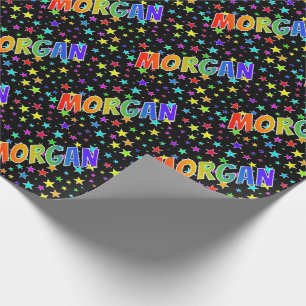 Rainbow Vorname "MORGAN" + Sterne Geschenkpapier