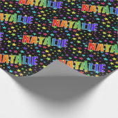 Rainbow Vorname "NATALIE" + Sterne Geschenkpapier (Ecke)
