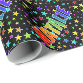 Rainbow Vorname "NATALIE" + Sterne Geschenkpapier (Rolleneckpunkt)