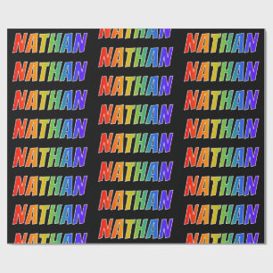 Rainbow Vorname "NATHAN"; Fun & Colorful Geschenkpapier