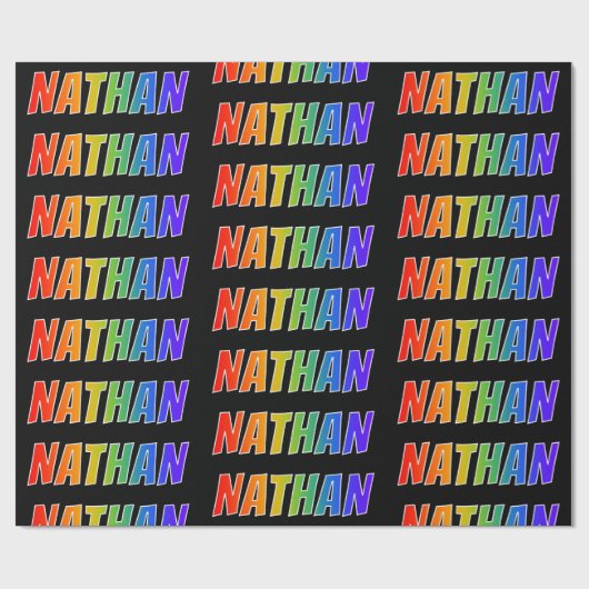 Rainbow Vorname "NATHAN"; Fun & Colorful Geschenkpapier (Flach)