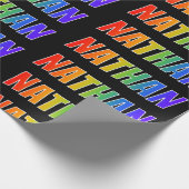 Rainbow Vorname "NATHAN"; Fun & Colorful Geschenkpapier (Ecke)
