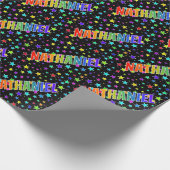 Rainbow Vorname "NATHANIEL" + Sterne Geschenkpapier (Ecke)