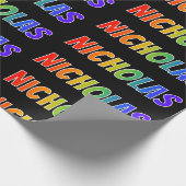 Rainbow Vorname "NICHOLAS"; Fun & Colorful Geschenkpapier (Ecke)