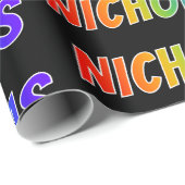 Rainbow Vorname "NICHOLAS"; Fun & Colorful Geschenkpapier (Rolleneckpunkt)