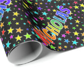 Rainbow Vorname "NICHOLAS" + Sterne Geschenkpapier (Rolleneckpunkt)