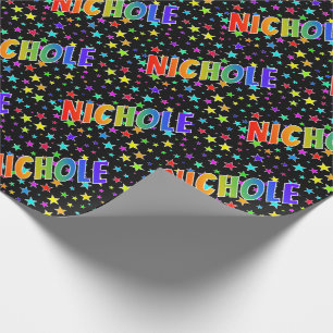 Rainbow Vorname "NICHOLE" + Sterne Geschenkpapier