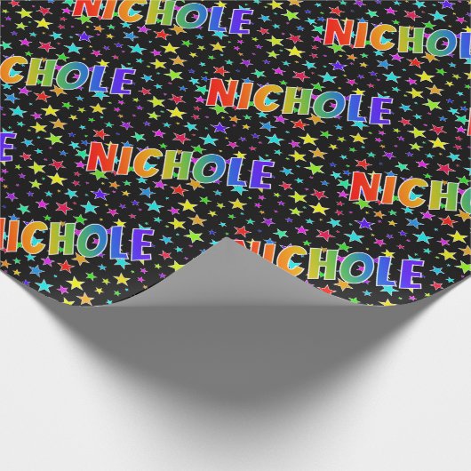 Rainbow Vorname "NICHOLE" + Sterne Geschenkpapier (Ecke)
