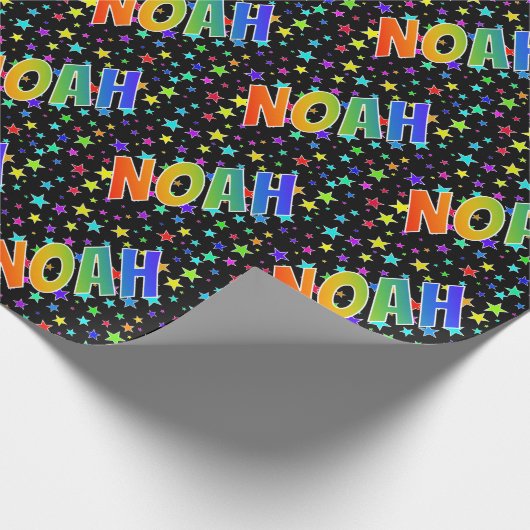 Rainbow Vorname "NOAH" + Sterne Geschenkpapier (Ecke)