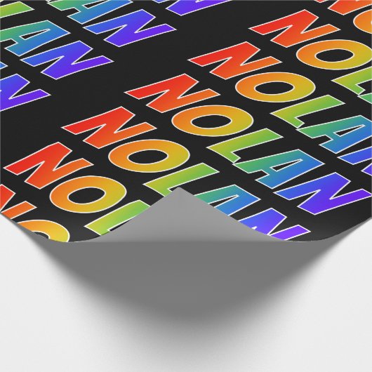 Rainbow Vorname "NOLAN"; Fun & Colorful Geschenkpapier (Ecke)