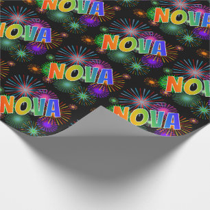 Rainbow Vorname "NOVA" + Feuerwerk Geschenkpapier