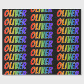 Rainbow Vorname "OLIVER"; Fun & Colorful Geschenkpapier (Flach)