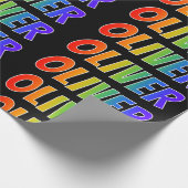 Rainbow Vorname "OLIVER"; Fun & Colorful Geschenkpapier (Ecke)