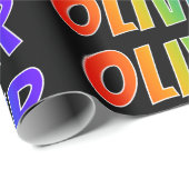 Rainbow Vorname "OLIVER"; Fun & Colorful Geschenkpapier (Rolleneckpunkt)