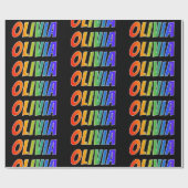 Rainbow Vorname "OLIVIA"; Fun & Colorful Geschenkpapier (Flach)