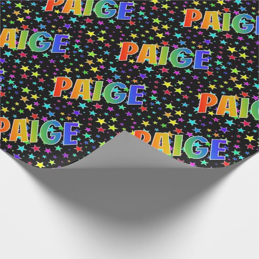 Rainbow Vorname "PAIGE" + Sterne Geschenkpapier (Ecke)