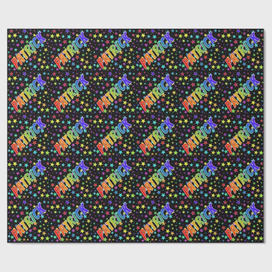 Rainbow Vorname "PATRICK" + Sterne Geschenkpapier (Flach)
