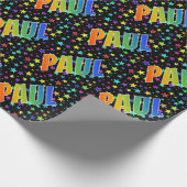 Rainbow Vorname "PAUL" + Sterne Geschenkpapier (Ecke)