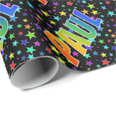 Rainbow Vorname "PAUL" + Sterne Geschenkpapier (Rolleneckpunkt)