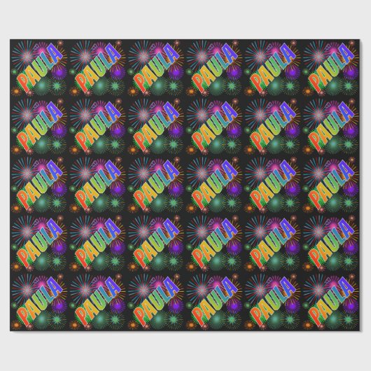 Rainbow Vorname "PAULA" + Feuerwerk Geschenkpapier (Flach)